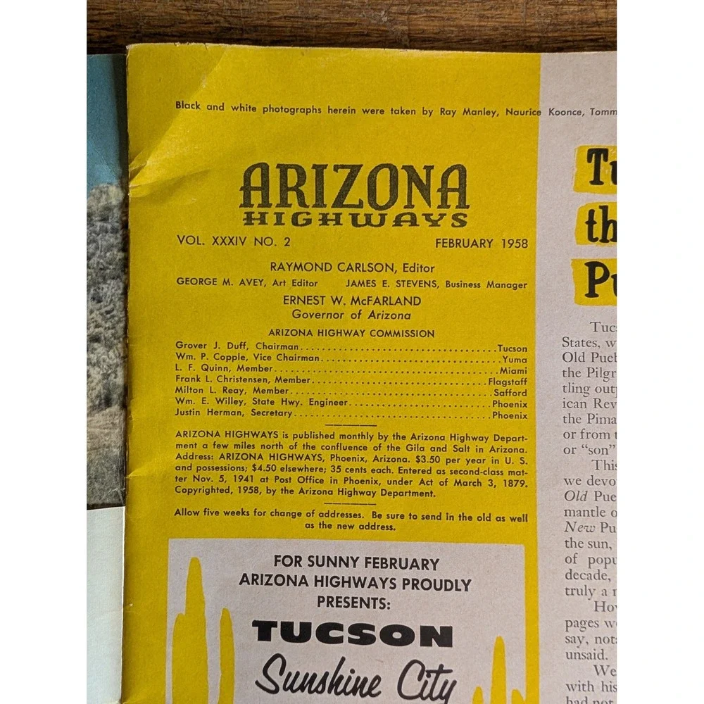 Arizona Highways Magazine Feb 1958 Tucson Sunshine City In The Desert Vintage